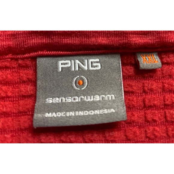 *Burn hole in sleeve PING Golf Pullover Men's XXL Red Quarter Zip Athletic Top - Picture 3 of 6